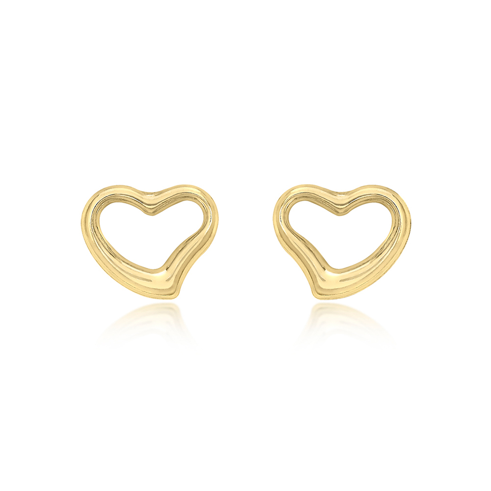 Open Heart Gold Stud Earrings