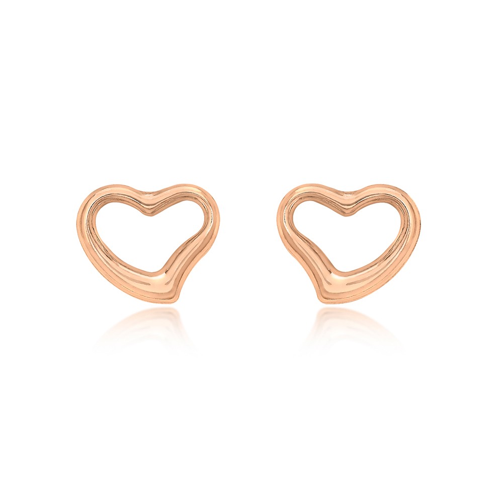 Open Heart Rose-Gold Stud Earrings