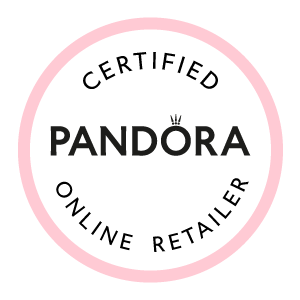 The official Pandora certified online retailer badge with a pink circle