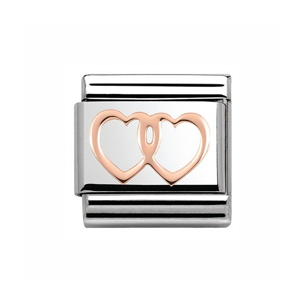 Nomination Double Heart 9 ct Rose-Gold & Steel Composable Charm