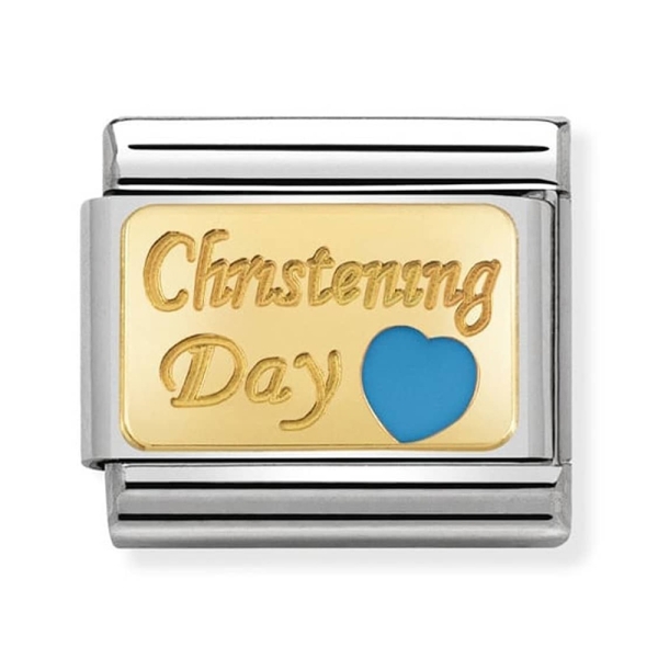 Nomination Composable Classic Steel Gold & Blue Christening Day Charm