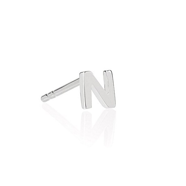 Daisy Alpha Letter N Silver Stud Earring