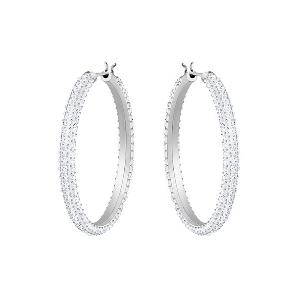 Swarovski Stone Rhodium-Plated Crystal Hoop Earrings