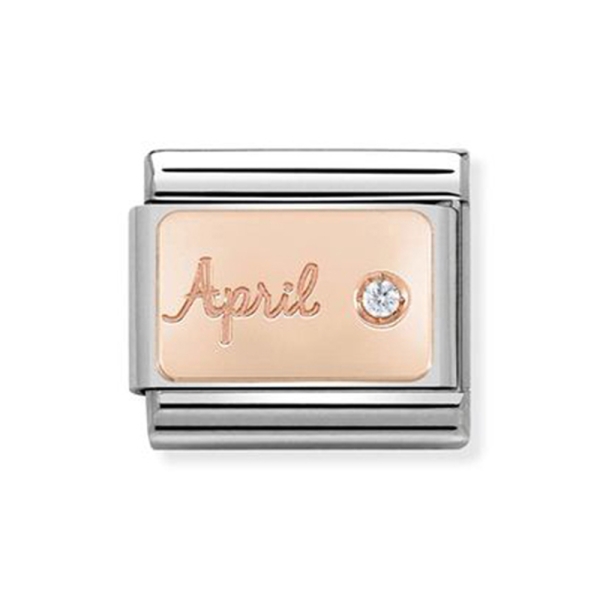 Nomination Composable Classic April 9 ct Rose &amp; Steel Charm