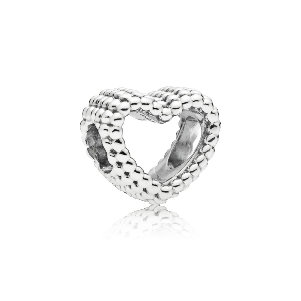 PANDORA Silver Beaded Heart Charm