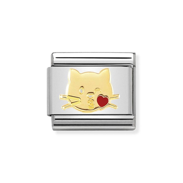 Nomination Steel &amp; 18 ct Gold Kiss Cat Charm