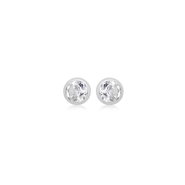 Sterling Silver & White CZ Stud Earrings