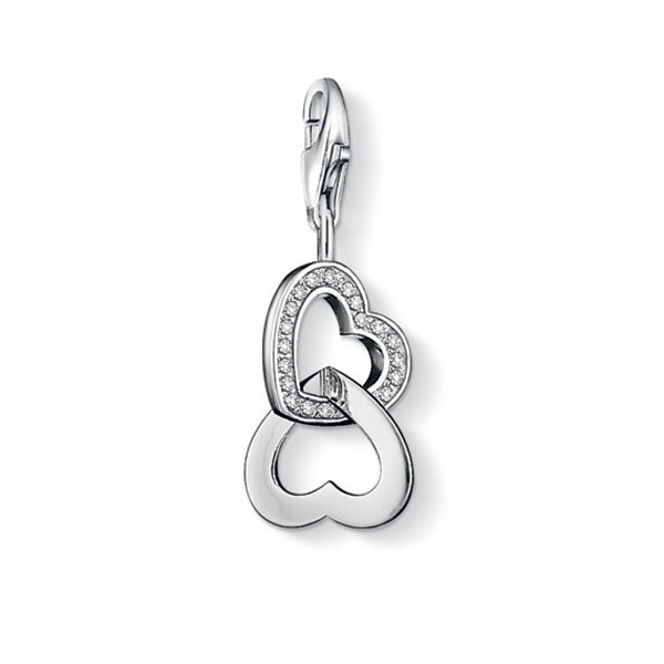 Thomas Sabo Silver & Zirconia Hearts Charm