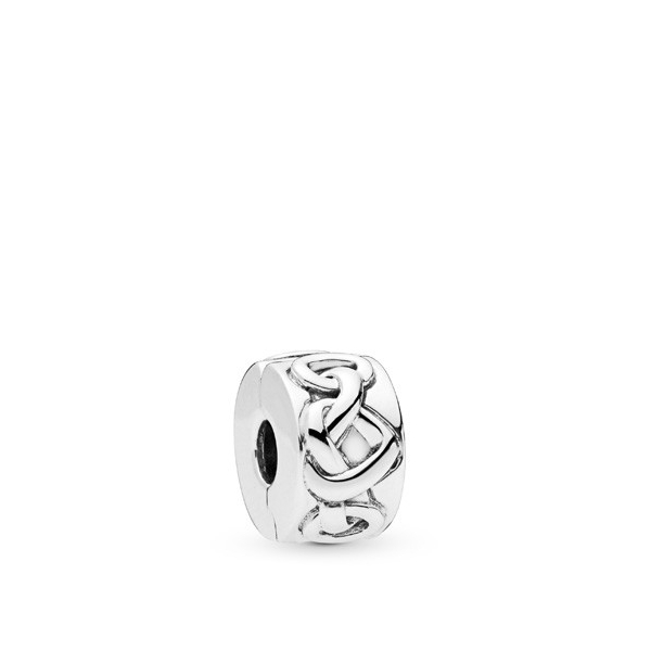 PANDORA Knotted Hearts Clip in Sterling Silver