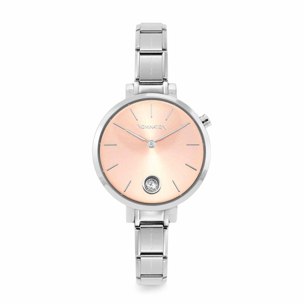 Nomination Paris Stainless Steel &amp; Sunray Pink Round Dial Watch