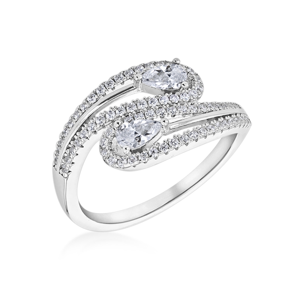 Sparkling Swirl Sterling Silver Wrap-Around Ring