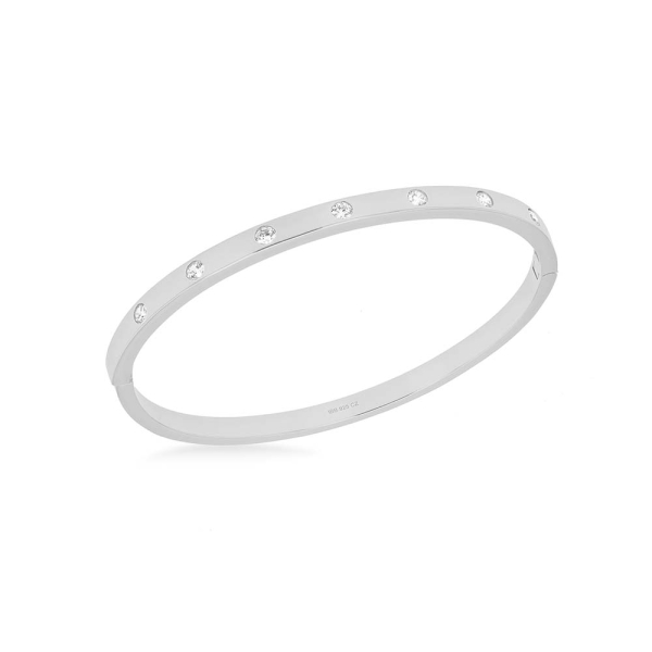 Seven Stone Sparkle Sterling Silver Bangle