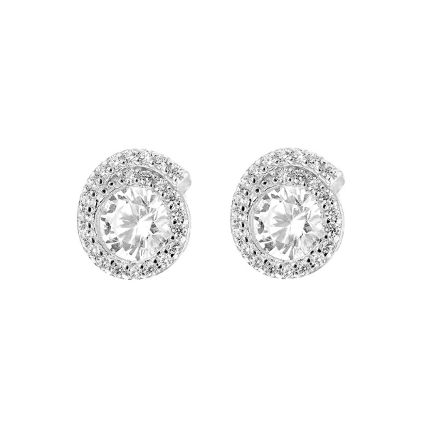Sterling Silver Swirl & Sparkle Stud Earrings
