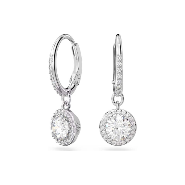 Swarovski Constella Round-Cut Pave White Drop Earrings