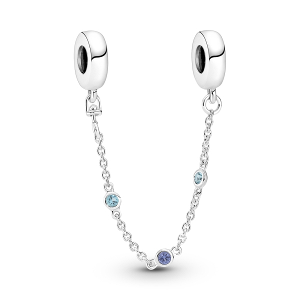 Pandora Moments Triple Blue Stone Silver Safety Chain