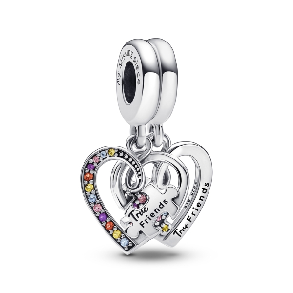 Pandora Moments Puzzle Piece Hearts Friendship Split Dangle Charm