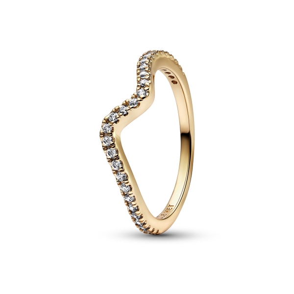 Pandora Sparkling Wave 14K Gold-Plated Ring