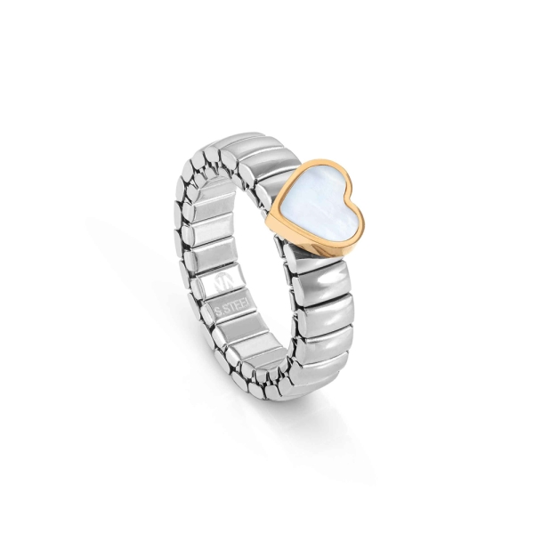 Nomination Extension Stainless Steel Mother Of Pearl Heart Ring