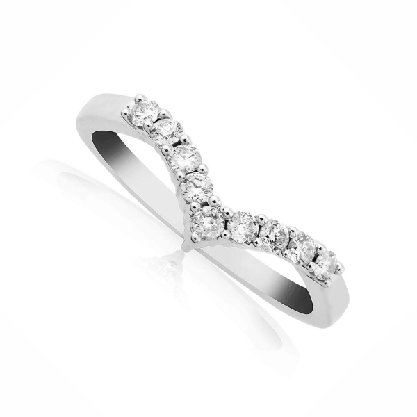 Platinum &amp; Diamond Half-Set Wishbone Ring