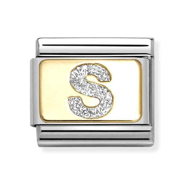 Nomination Composable Classic Letter S Glitter Gold & Steel Charm