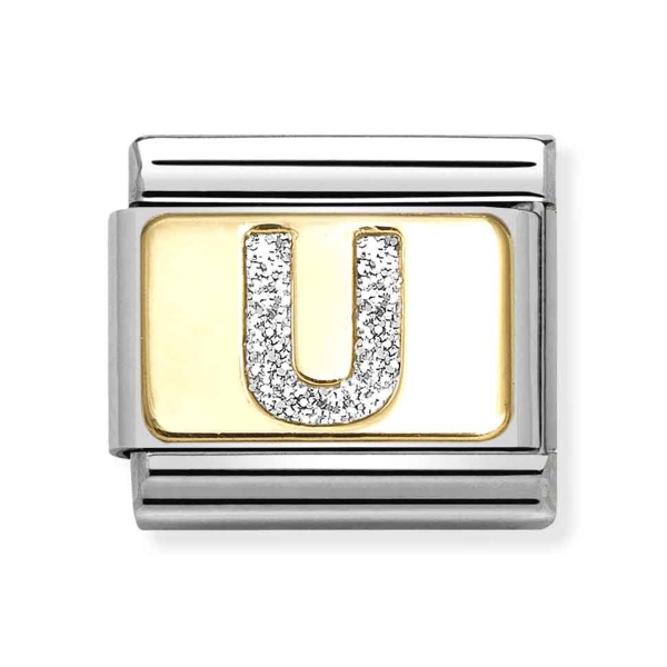 Nomination Composable Classic Letter U Glitter Gold &amp; Steel Charm