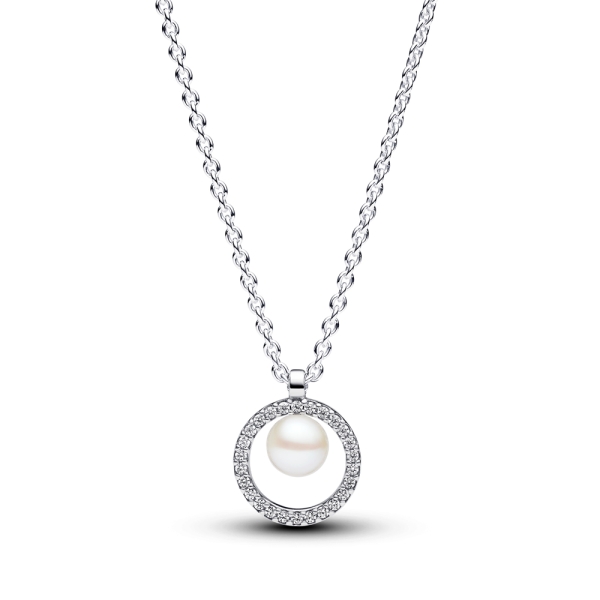 Pandora Timeless Treated Freshwater Cultured Pearl & Pav&eacute; Collier Necklace
