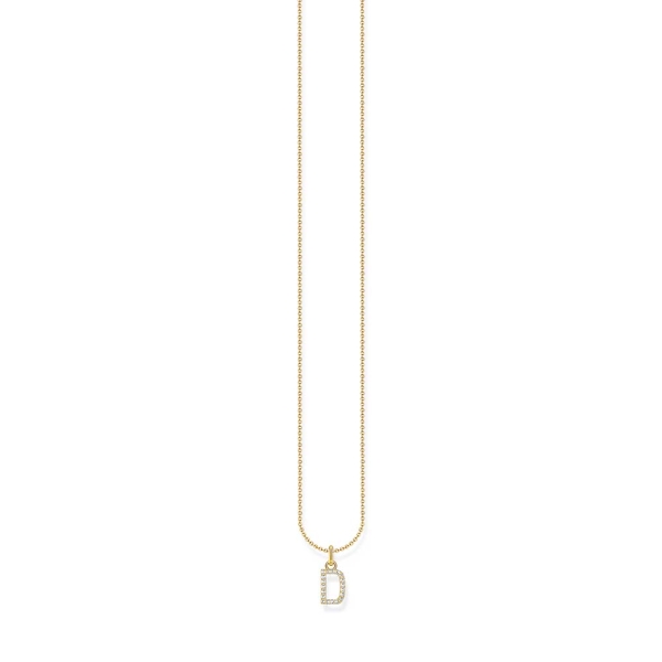Thomas Sabo Letter D Cubic Zirconia Gold-Plated Pendant Necklace