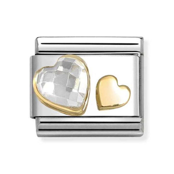 Nomination Composable Classic Double Heart & White Stone Charm
