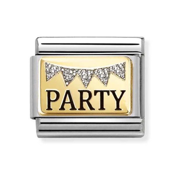 Nomination Composable Classic Steel &amp; Gold Party Bunting Charm