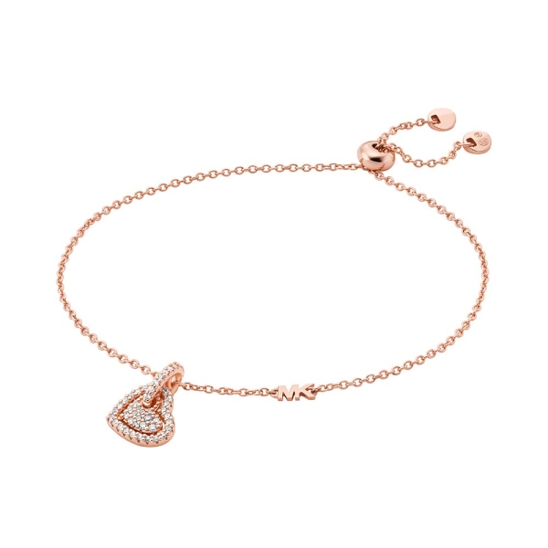 Michael Kors Precious Rose Gold-Plated Pav&eacute; Heart Slider Bracelet