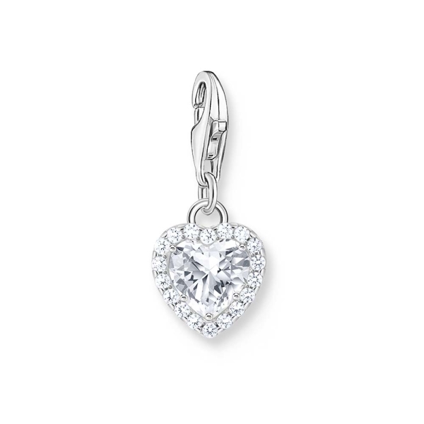 Thomas Sabo Silver &amp; White Halo Heart Pendant Charm