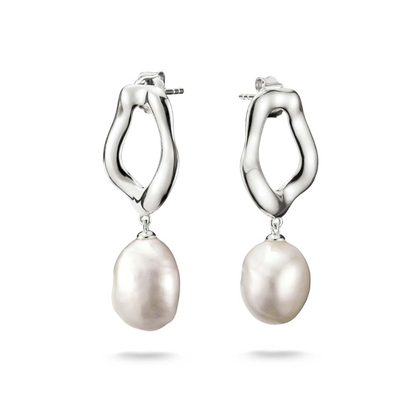 Thomas Sabo Natural Beauty Pearl Droplet Silver Hoop Earrings