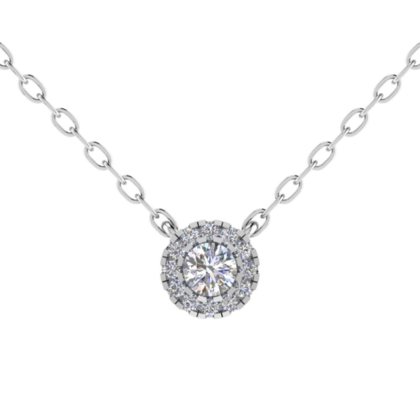 9CT White-Gold Small Diamond Circle &amp; Halo Necklace