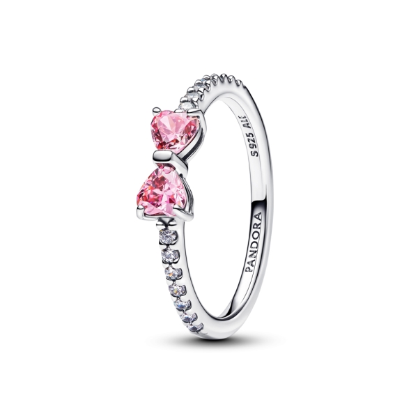 Pandora Timeless Sterling Silver Sparkling Pink Bow Ring - 1