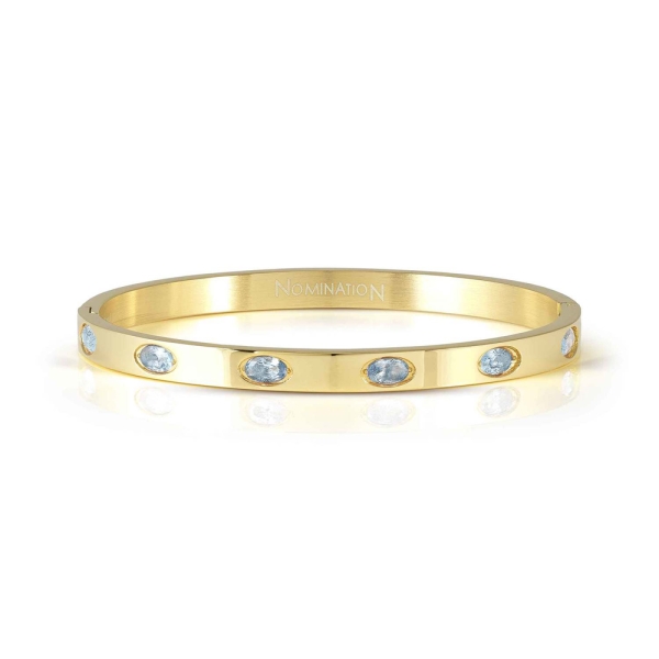Nomination Pretty Bangles Oval Blue Stones Gold Medium Rigid Bracelet