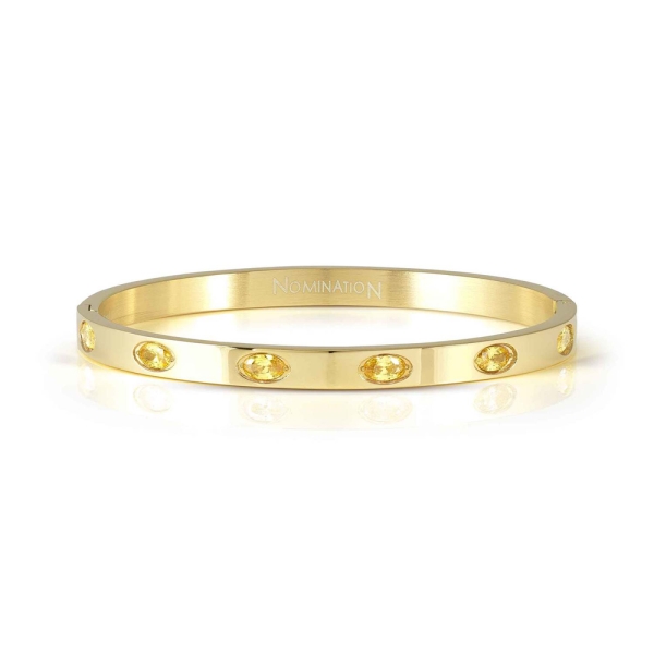 Nomination Pretty Bangles Oval Yellow Stones Gold Medium Rigid Bracelet