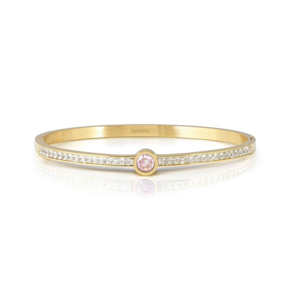 Nomination Pretty Bangles Gold-Plated Central Pink Stone Small Bangle