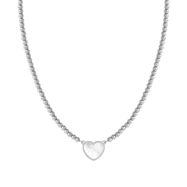 Nomination Emosfere White Pearl Heart Steel Beaded Necklace