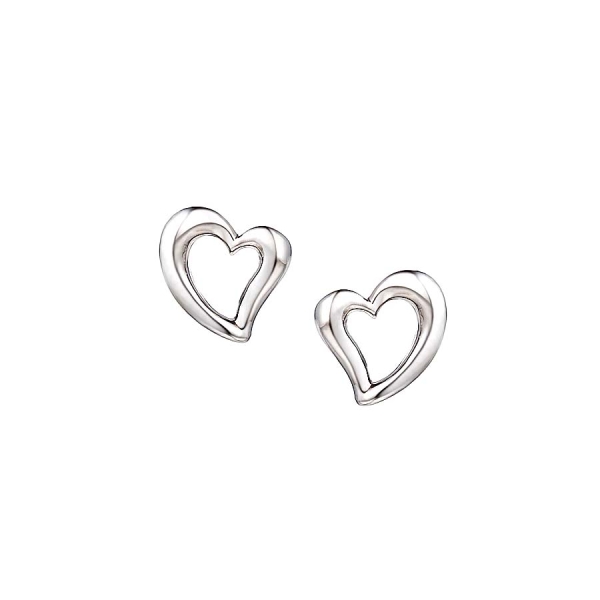 Love & Kisses Open Heart Sterling Silver Stud Earrings
