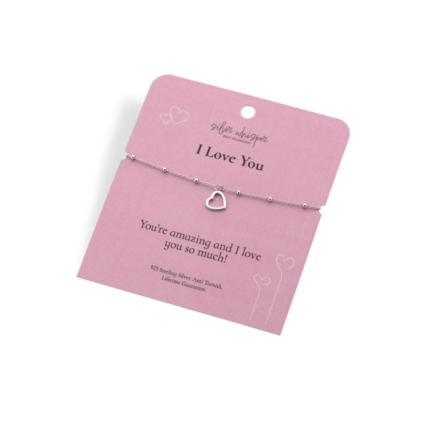 Hot Diamonds Silver Whisper Love You Heart Bracelet