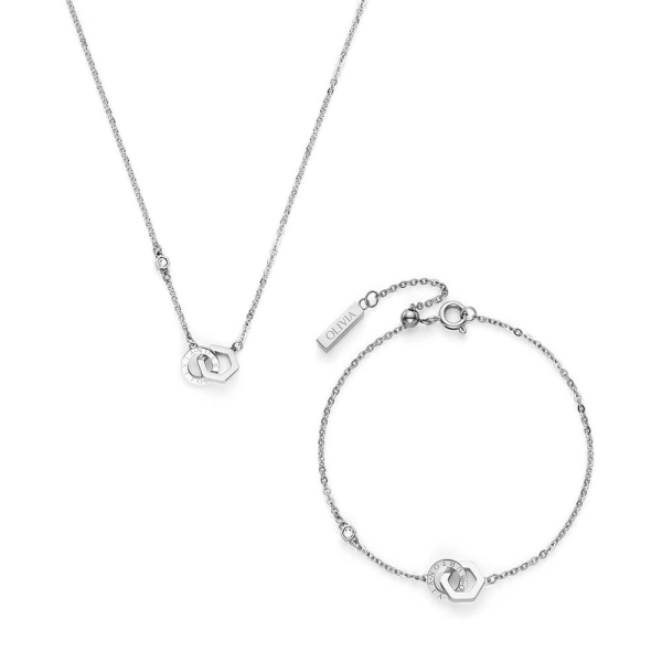 Olivia Burton Classic Hex Interlink Bracelet &amp; Necklace Gift Set