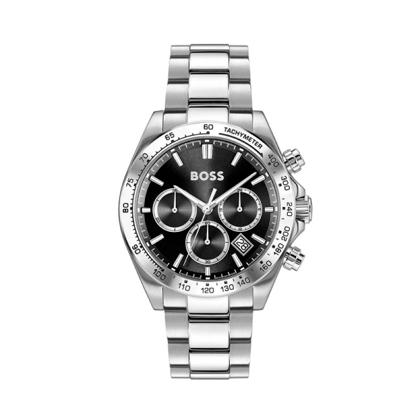 BOSS Watches Hero Steel & Black 43MM Men's Chronograph Watch