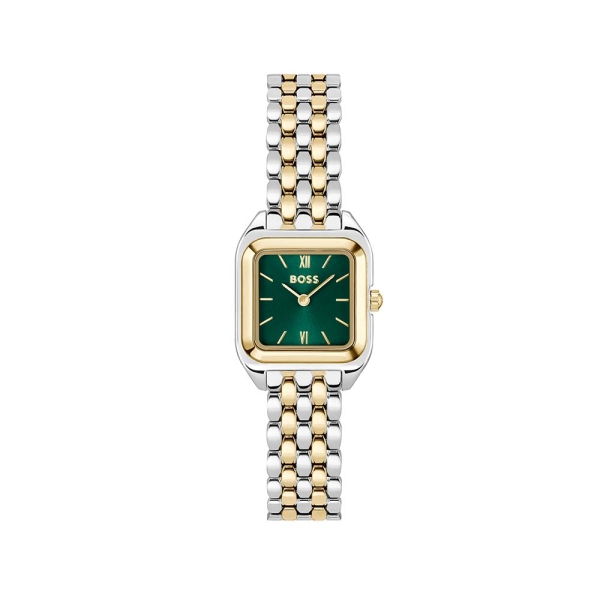 BOSS Watches Mae Petite Two-Tone &amp; Green 22MM Square Watch