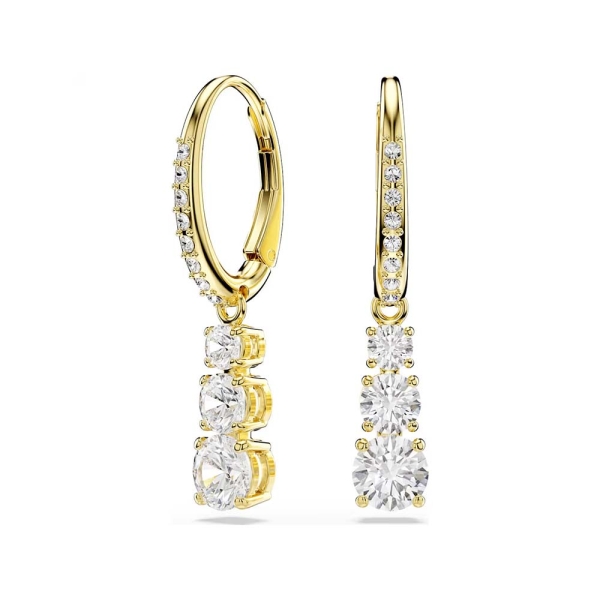 Swarovski Stilla Attract Triple Stone Drop Hoop Earrings