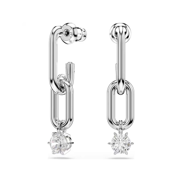 Swarovski Constella Rhodium-Plated Double Link Drop Earrings