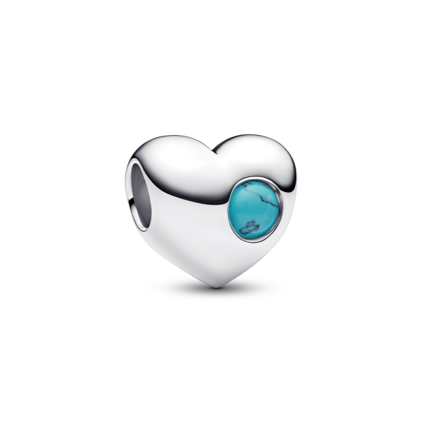 Pandora Moments Silver December Birthstone Heart Charm