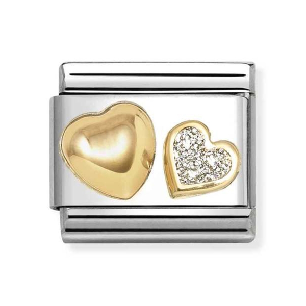 Nomination Composable Classic Double Heart Glitter Link Charm