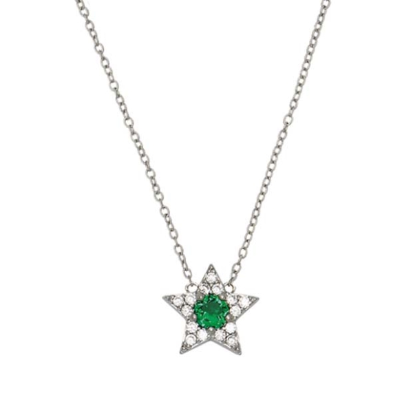 Amelia Scott Celeste Mini Star Green &amp; Silver Necklace