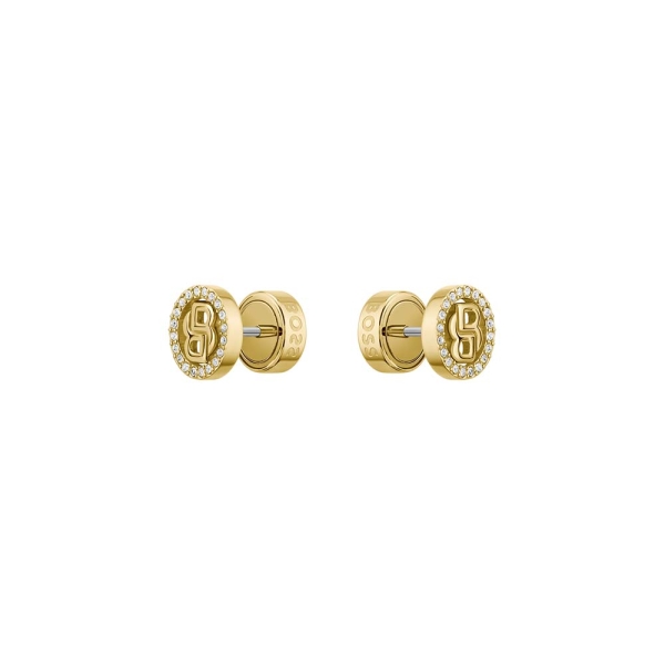 BOSS Jewellery Double B Circle Gold-Tone Stud Earrings