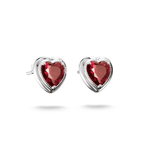 Thomas Sabo Elyndra Red Heart Stone Silver Stud Earrings